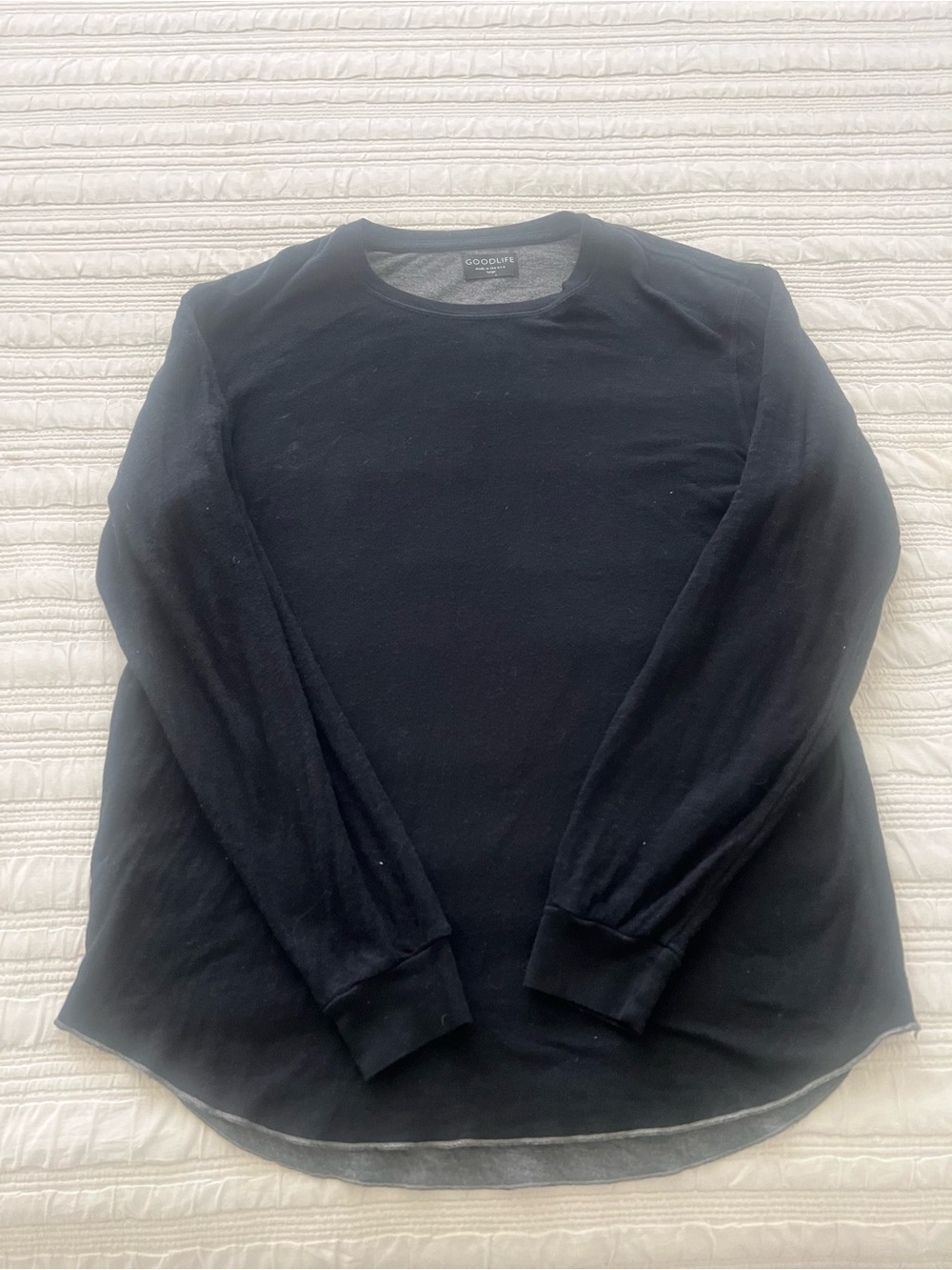 Goodlife Black Long Sleeve THERMAL SPLIT-HEM CREW Crewneck Pullover